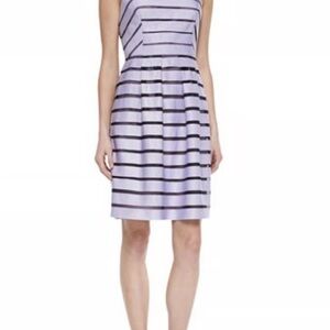 Lela Rose Lavender and Black Striped Midi Dress